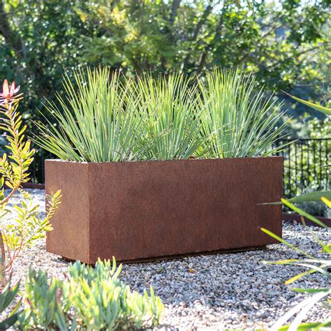 veradek metallic series corten steel medium long box planter|extra large corten steel planters.